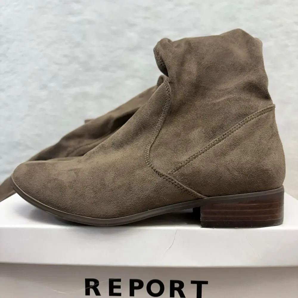 Report Over The Knee Boots Taupe Brown Faux Suede Sanjay Riding Boots Size 6.5M